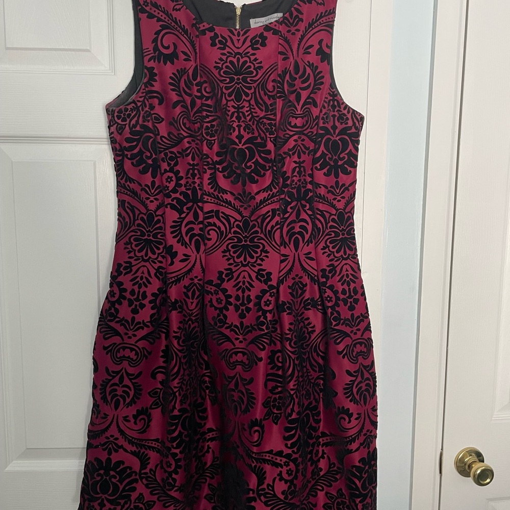Danny & Nicole Red and Black Floral Dress